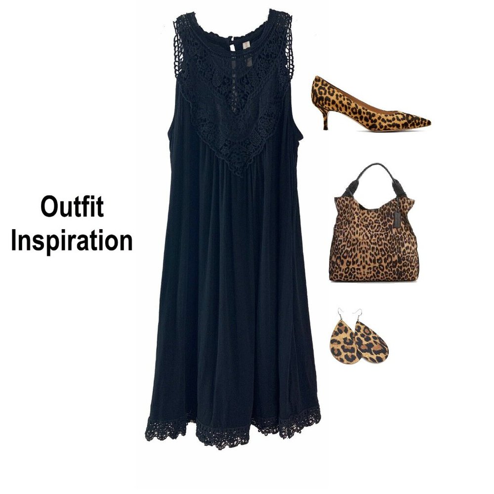 Xhilaration Dress Black Crochet Swing Dress XS